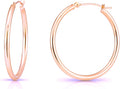 14K Rose Gold Classic Shiny Polished Round Hoop Earrings, 2mm tube