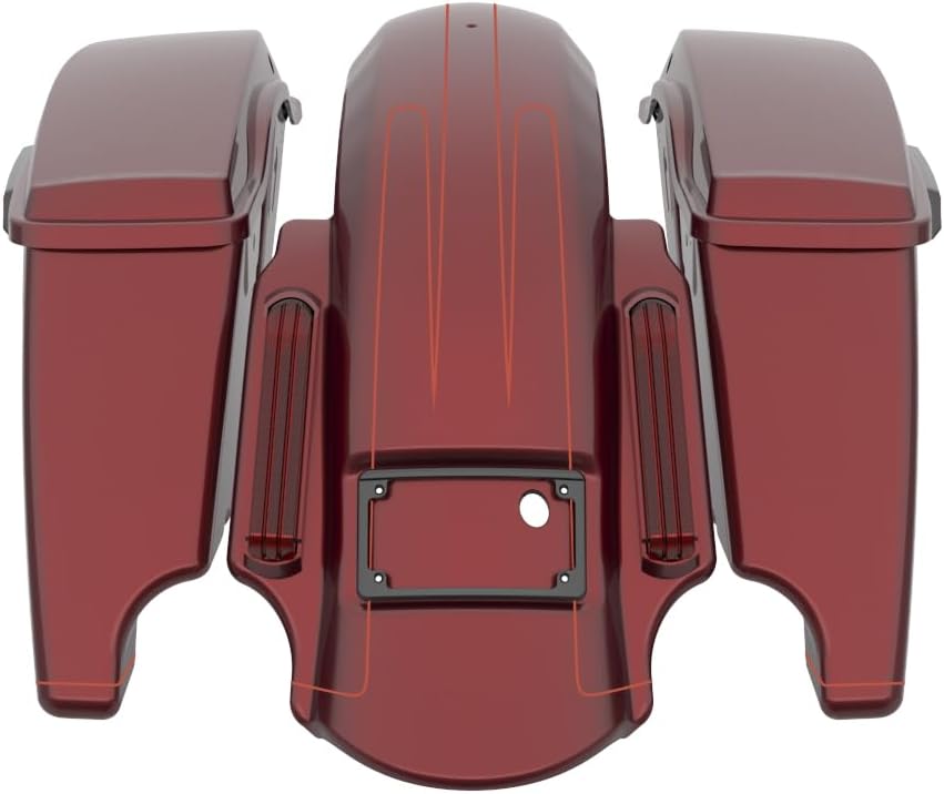 Advanblack Color Matched Stretched Bags, Lids Black Latch Hardware for '23-'24 Harley Touring CVO & 2024 Street Glide, Road Glide (Copperhead)