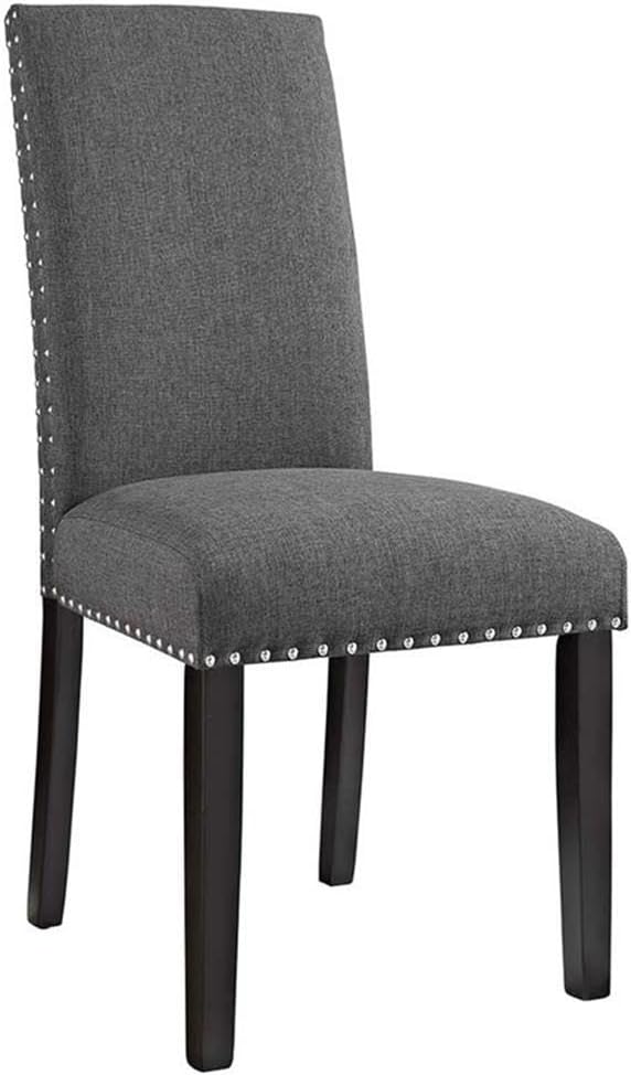 Modway Parcel Modern Upholstered Fabric Two Dining Chairs with Nailhead Trim in Gray
