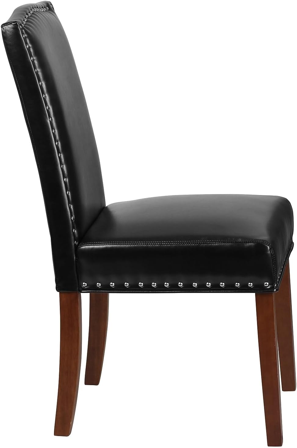 Flash Furniture HERCULES Hampton Hill Series Black LeatherSoft Parsons Chair with Silver Accent Nail Trim
