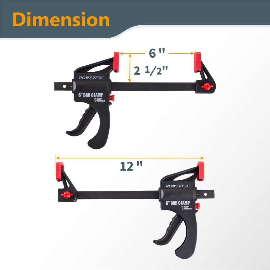 POWERTEC 6' Bar Clamps/Spreaders 32 Pack, Trigger & Ratchet Quick Grip Clamps for Woodworking, Gluing & DIY Projects