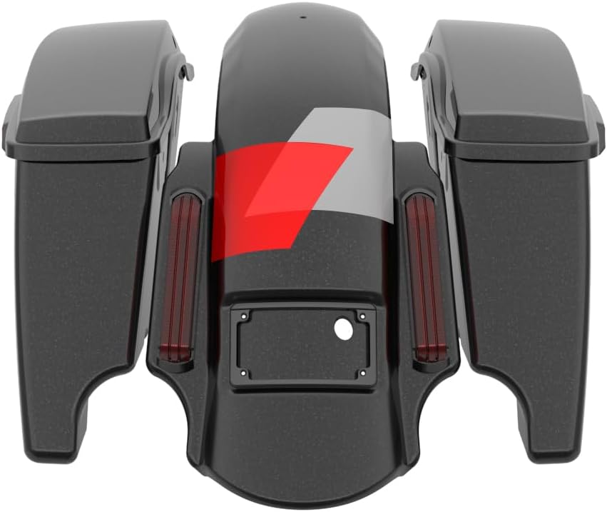 Advanblack Color Matched Stretched Bags, Lids Black Latch Hardware for '23-'24 Harley Touring CVO & 2024 Street Glide, Road Glide (Hot Lap)