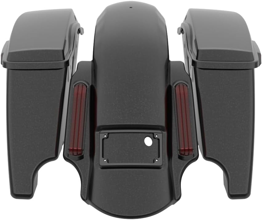 Advanblack Color Matched Stretched Bags, Lids Black Latch Hardware for '23-'24 Harley Touring CVO & 2024 Street Glide, Road Glide (Raven Fade)