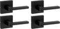 Kwikset Halifax Entry Door Handle with Lock and Key, Secure Keyed Reversible Lever Exterior, for Front Entrance and Bedrooms, Matte Black, 4 Pack, Pick Resistant SmartKey Rekey Security and Microban
