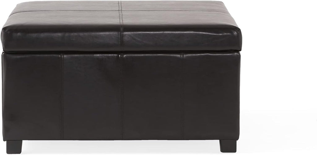 Christopher Knight Home Living Berkeley Brown Leather Square Storage Ottoman, Espresso