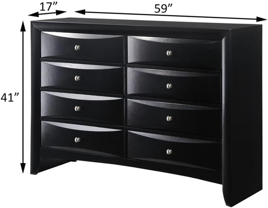 Acme Ireland Rectangular Wood 8-Drawer Storage Dresser in Black