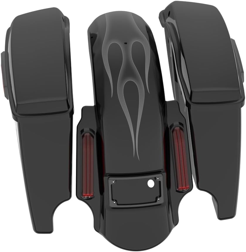 Advanblack Color Matched Stretched Bags, Lids Black Latch Hardware for '23-'24 Harley Touring CVO & 2024 Street Glide, Road Glide (Midnight Firestorm)