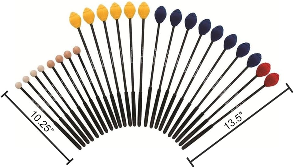 Basic Beat Orff Mallet 12-Pack - Diverse Set with Glockenspiel & Xylophone/Metallophone Mallets - Designed by Educators & Therapists