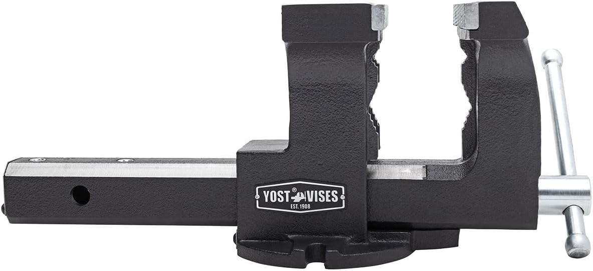 Yost Vise RHV-6 6-Inch Truck Trailer Receiver Vise | Heavy Duty Portable Work Vise | 5.9' Jaw Width, 5.81' Max Jaw Opening, 4.96' Throat | Fits Standard 2' Hitch with Hitch Pin Included
