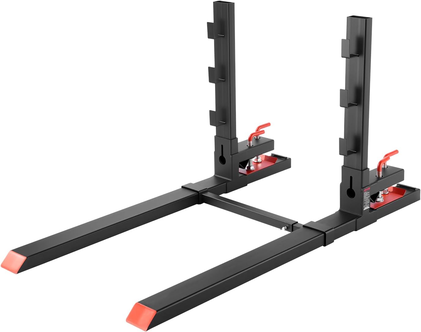 VEVOR Pallet Forks, 4000 lbs Clamp on Pallet Forks, 60-Inch Total Length Heavy-Duty Tractor Fork with Anti-Tilt Bar & Adjustable Stabilizer Bar, Fit for Loader Bucket Skid Steer Tractor, Black