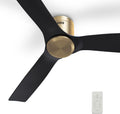 SMAAIR Ceiling Fans No Light and Remote,52 Inch Modern Ceiling Fan without Light with Quiet DC Motor,10 Speeds,Flush Mount,3 Blades,Low Profile,Indoor Ceiling Fan for Living Room Bedroom, Black/Gold