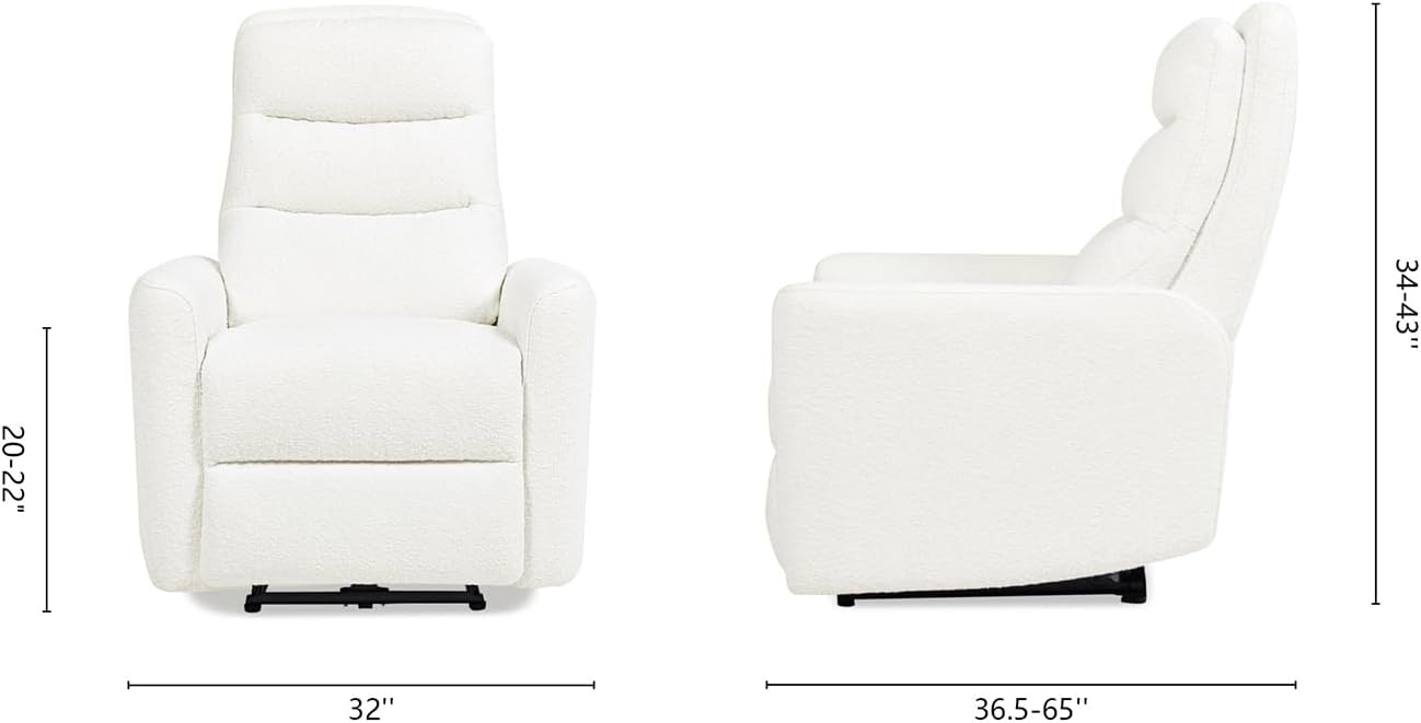 Jennifer Taylor Home Bloomy 35.5' Power Recliner High-Back Nursery Lounge Chair, Chiffon White Boucle