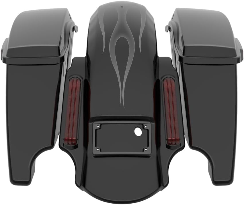 Advanblack Color Matched Stretched Bags, Lids Black Latch Hardware for '23-'24 Harley Touring CVO & 2024 Street Glide, Road Glide (Midnight Firestorm)