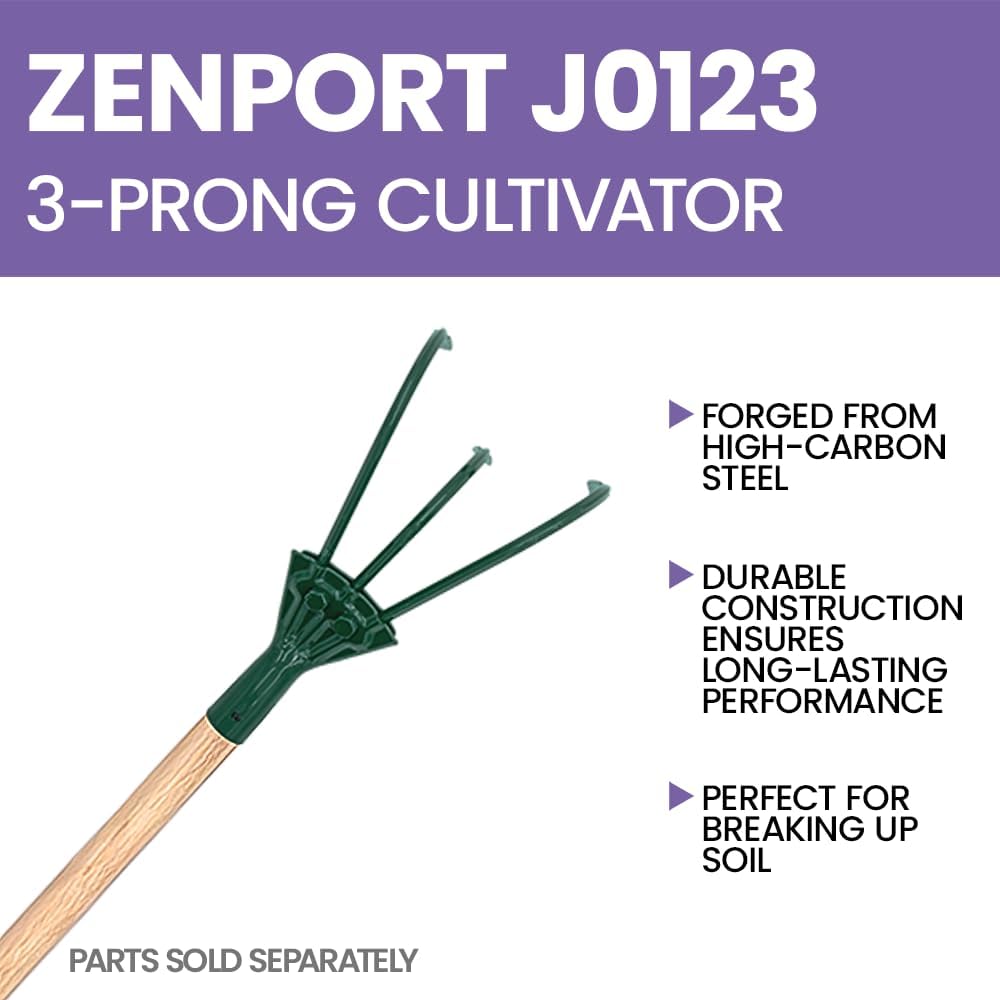Zenport J0123 3-Prong Cultivator Attachment, Green - 10 Pack