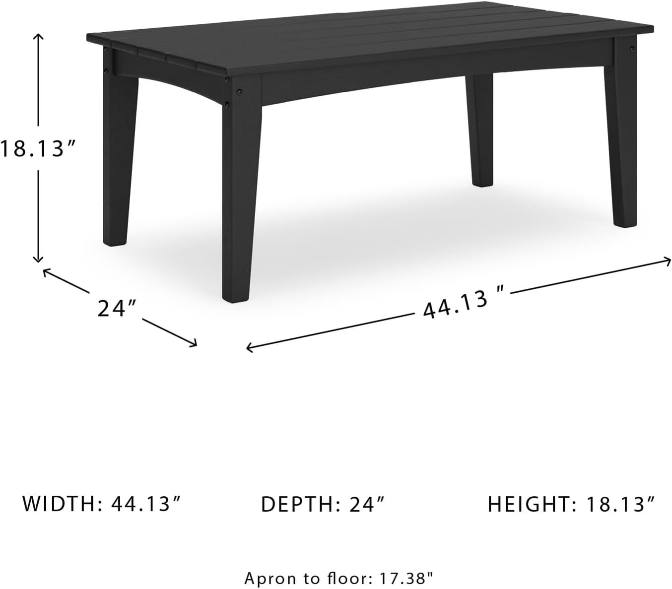 Signature Design by Ashley Hyland Wave Modern Weather Resistant HDPE Outdoor Coffee Table, Black