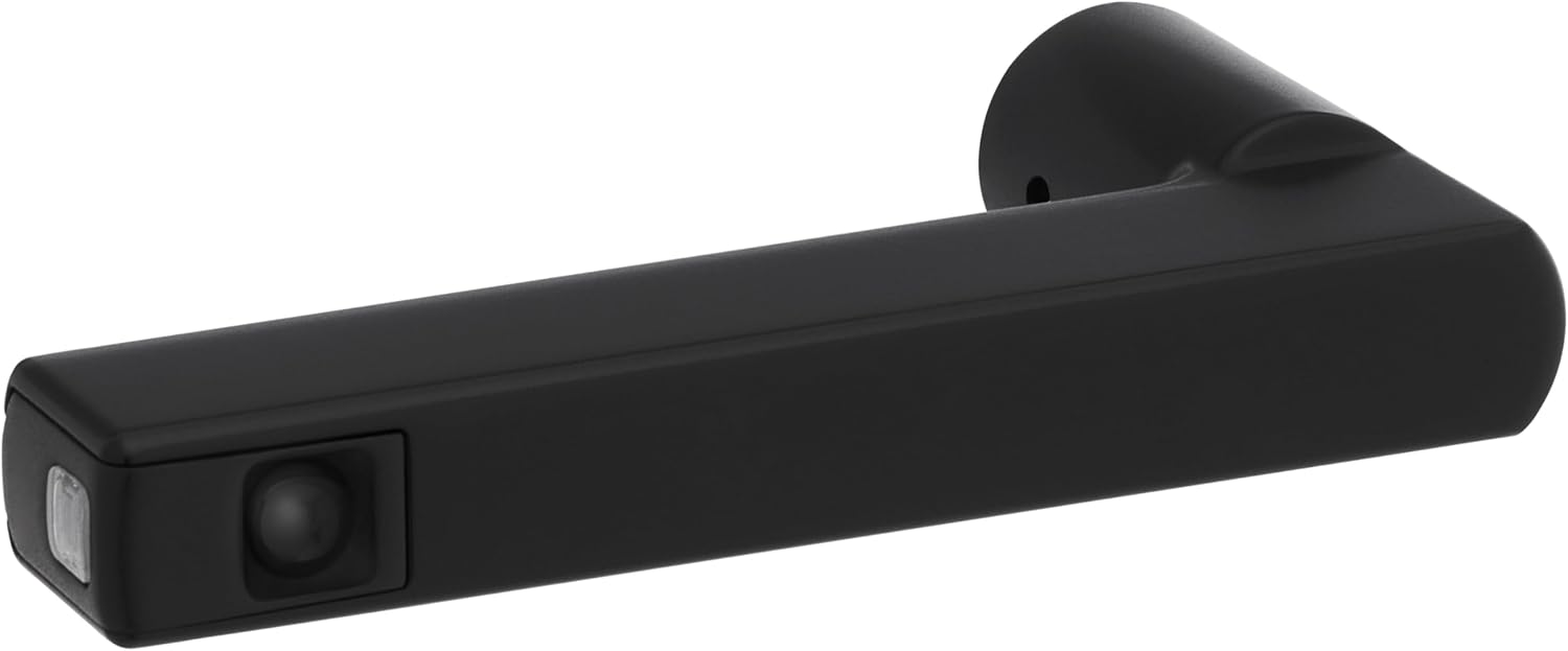 Kwikset Halifax LED Motion Activated Light Up Door Handle Reversible Lever & Cartridge, Matte Black, with Microban Protection