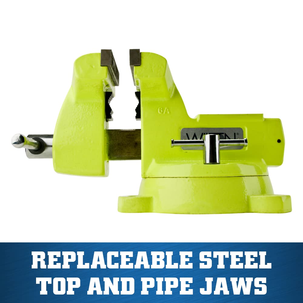 Wilton High-Vis Safety Bench Vise, 6' Jaw Width, 5-3/4' Jaw Opening, 4-1/8' Throat (Model 1560)