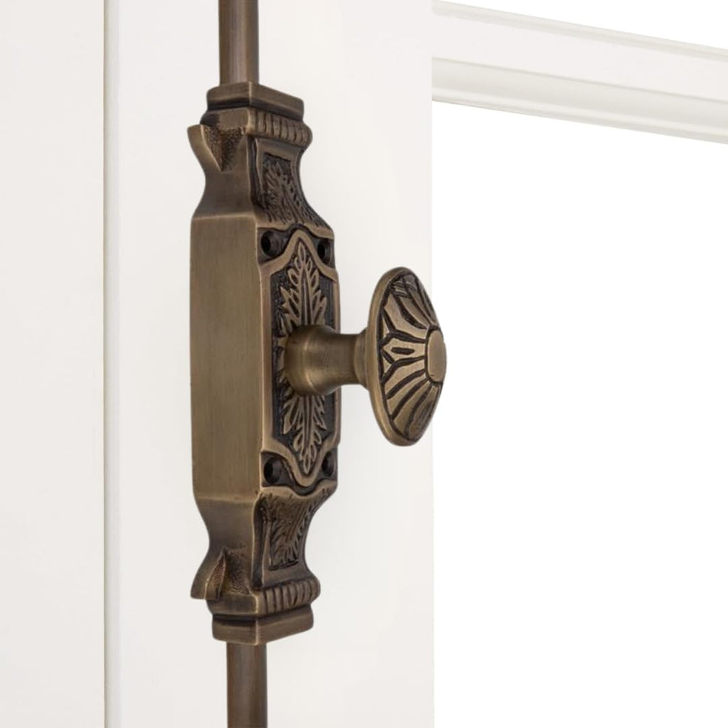 Antique Brass Window Cremone Bolt – 6 ft Solid Brass, Dual Locking, Easy Install, Perfect for French & Classic Windows, and Smooth Operation