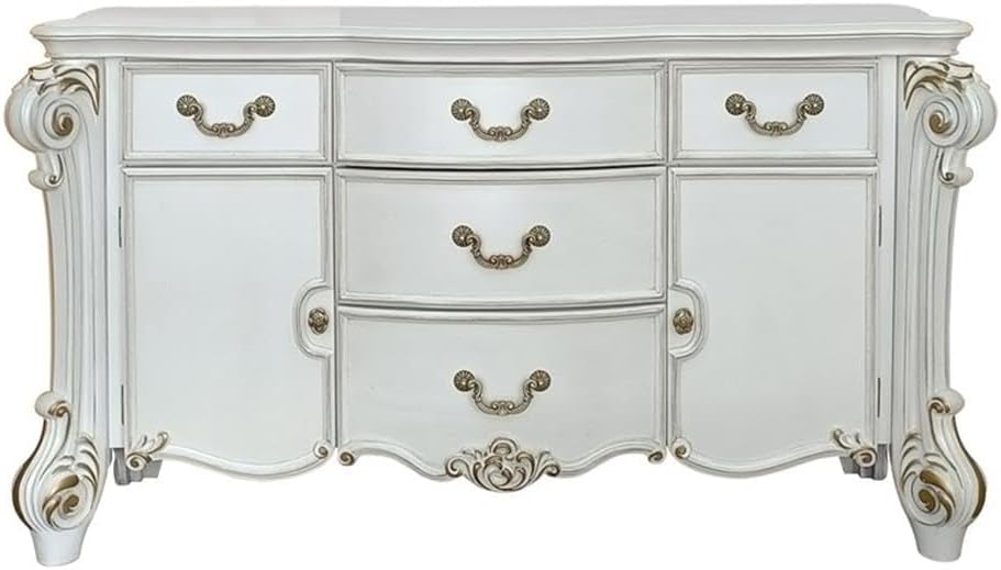 Acme Furniture Wood Dresser with 5 Drawers, Antique Pearl