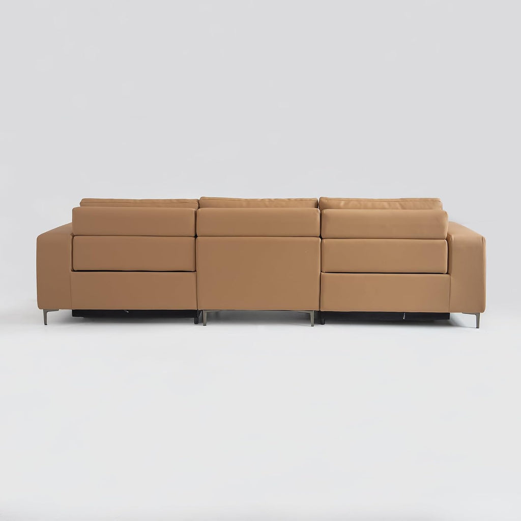 Acanva Dual Power Reclining Sectional Sofa with Movable Ottoman, Modern Vegan Leather Modular Recliner Couch for Living Room, 4 Piece Set