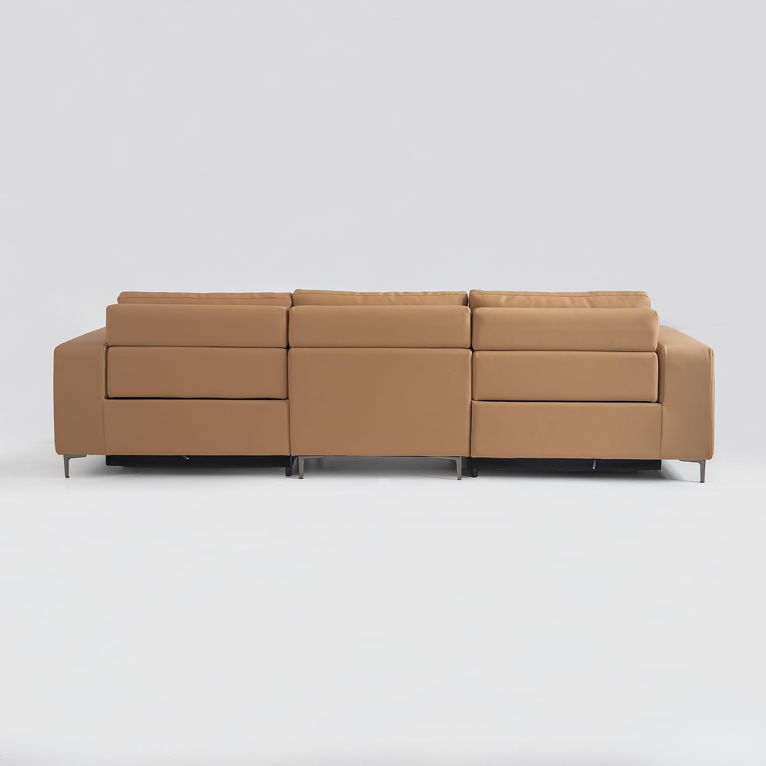 Acanva Dual Power Reclining Sectional Sofa with Movable Ottoman, Modern Vegan Leather Modular Recliner Couch for Living Room, 4 Piece Set