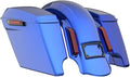 Advanblack Color Matched Stretched Bags, Lids Black Latch Hardware for '23-'24 Harley Touring CVO & 2024 Street Glide, Road Glide (Aurora Blue Denim)
