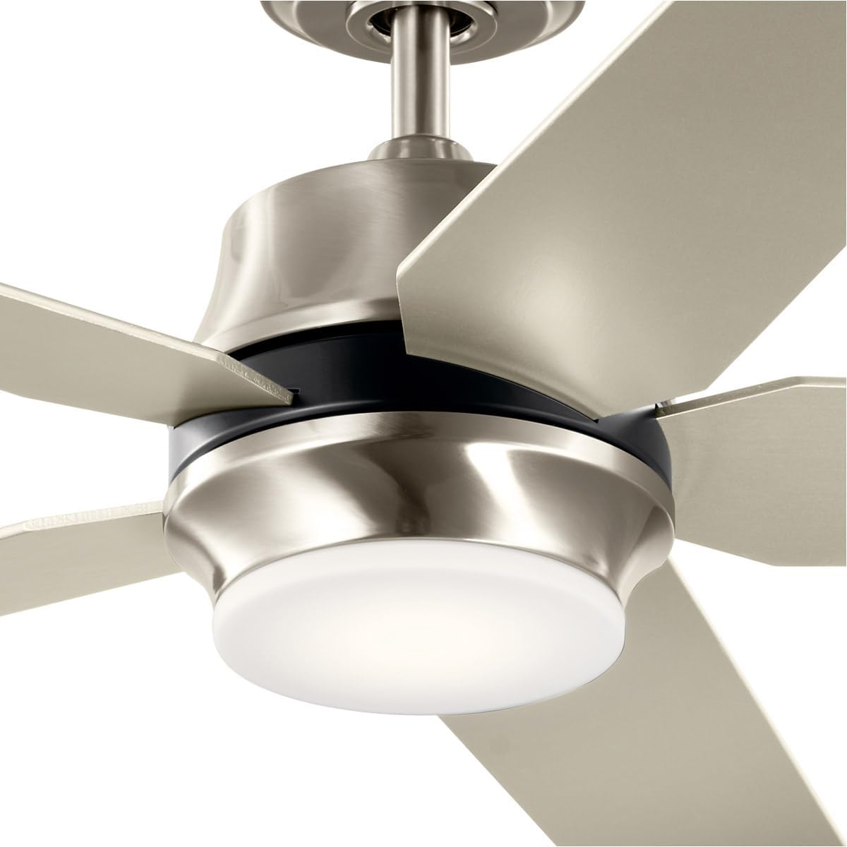 Kichler Brahm 56 in LED Ceiling Fan with Light, Modern Indoor Fan with Etched Cased Opal Glass in Satin Black, Reversible Satin Black and Silver Blades, Wall Control, 300044SBK