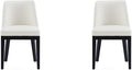 Manhattan Comfort Gansevoort Modern Faux Leather Dining Chair with Solid Beech Wood Frame, Upholstered Accent Furniture for Kitchen Table or Office, Set of 2, Cream