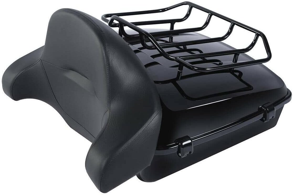 TCMT Chopped Black Lacthes Wrap Around Trunk Backrest Luggage Rack Fit For Harley 2014-2025 Touring CVO Road King Road Glide Street Glide Electra Glide Pack