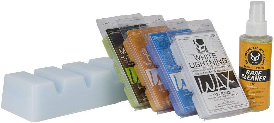 DEMON UNITED Elite Ski and Snowboard Tune Kit- Includes 3 pcs Metal Vise, Iron, 2.25lbs of Wax, Apron and Brush Kit