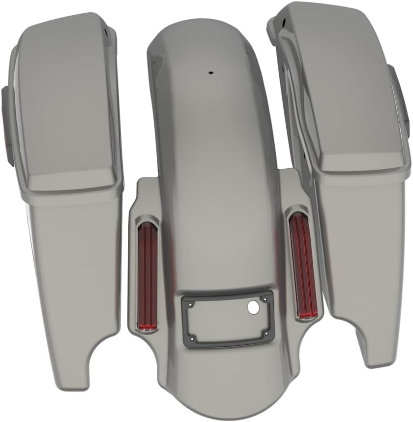 Advanblack Color Matched Stretched Bags, Lids Black Latch Hardware for '23-'24 Harley Touring CVO & 2024 Street Glide, Road Glide (Mercury Silver)