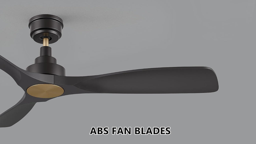 SMAFAN 52 Inch Ceiling Fan without Lights Low Profile, White Ceiling Fan with Remote, 10-Speed Reversible DC Motor, Indoor for Bedroom, Living room, Black