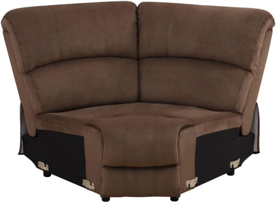 Reclining Sectional Sofa Set, L Shaped Recliner Couch with Cup Holder and Storage Console for Home Theater & Living Room, Brown