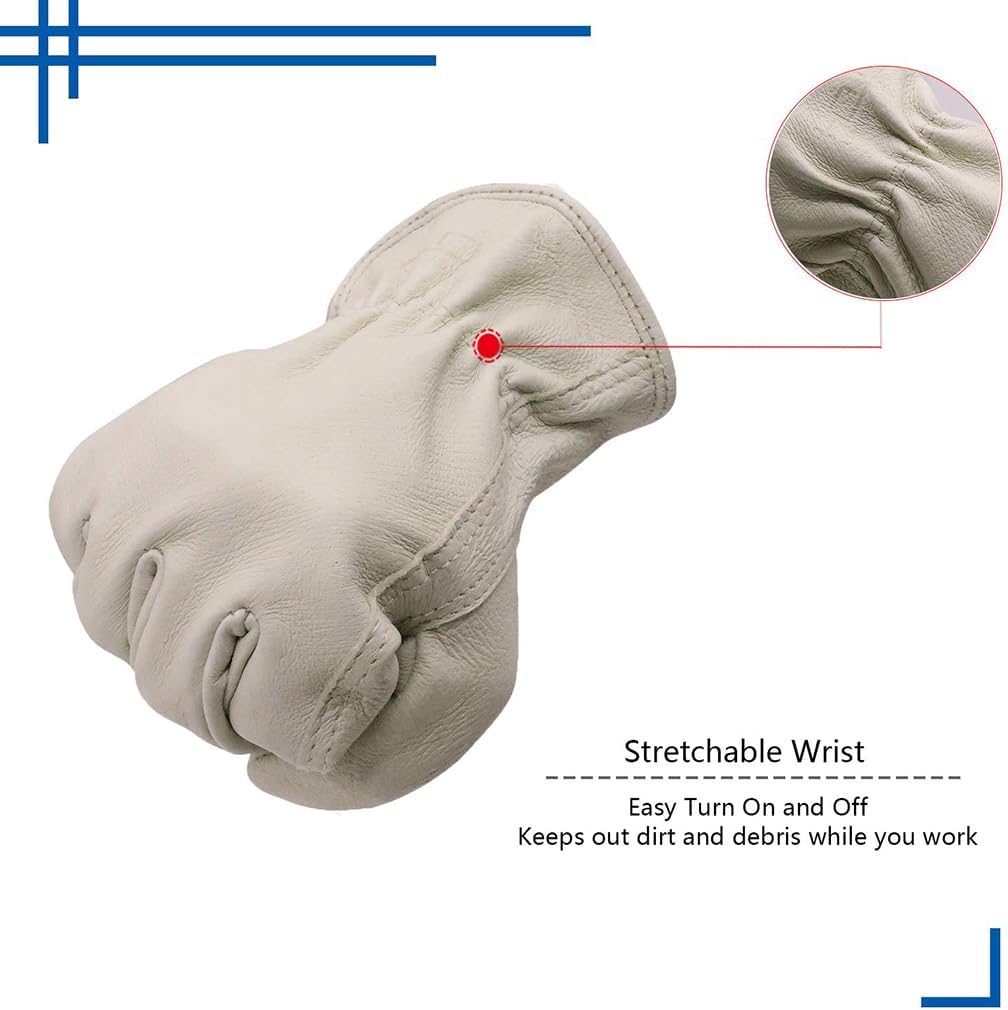 HANDLANDY HLDD 2 Pairs Leather Work Gloves for Men & Women, Reinforced Durable Palm for Welding, Farm, Gardening, Driving