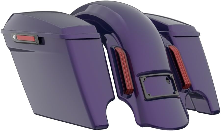 Advanblack Color Matched Stretched Bags, Lids Black Latch Hardware for '23-'24 Harley Touring CVO & 2024 Street Glide, Road Glide (Mystic Shift)