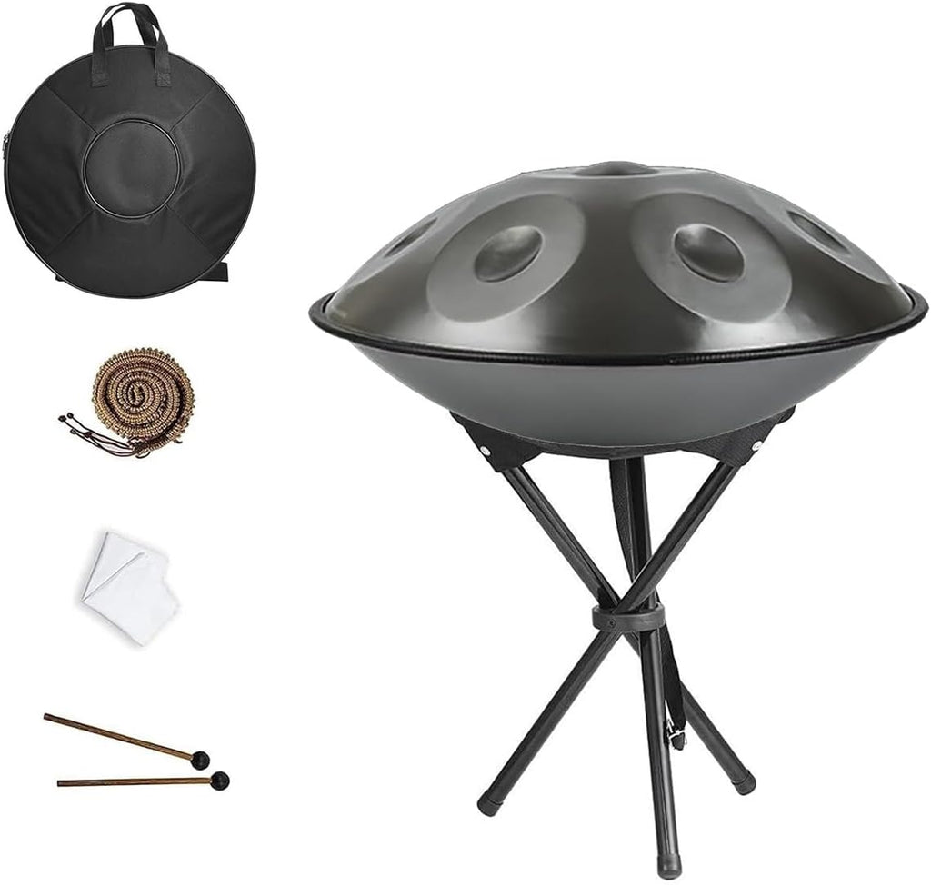 Hand Pan Drum 440hz/432hz Adults Handpan Drum Instrument in D Minor 9/10/12 Notes Steel Handpan with Soft Hand Pan Bag Mallets Bracket 22 Inches(Deep purple,432HZ/10Note)