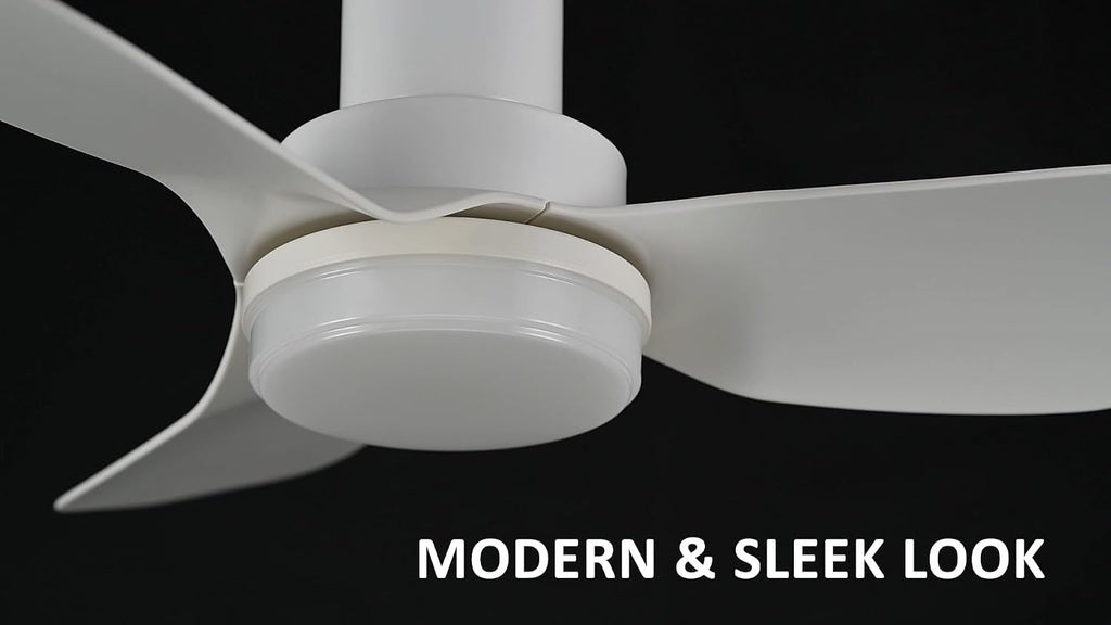 Carro 36' Low Profile Ceiling Fan with Light and Remote, Small Flush Mount Ceiling Fan with 10-speed DC Motor, Indoor & Outdoor, for Bedroom, Living room, White
