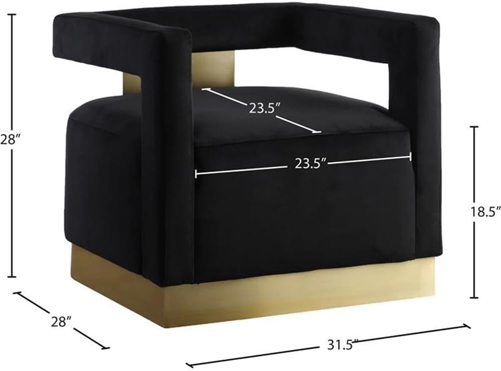 Meridian Furniture Armani 18.5' H Velvet Accent Chair in Black and Gold