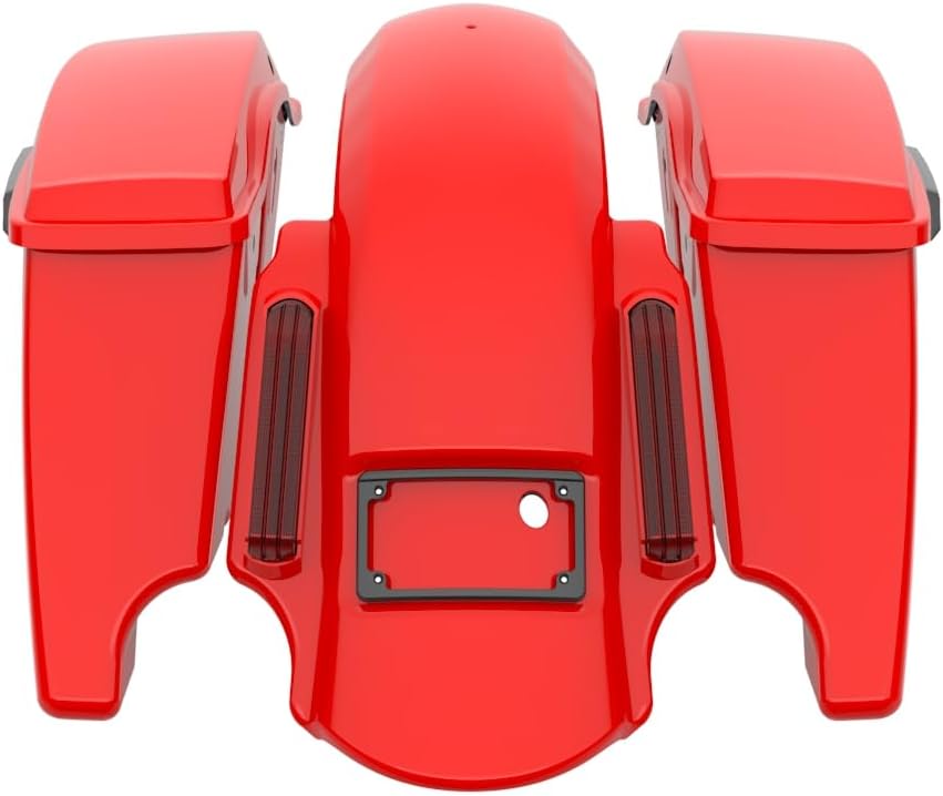Advanblack Color Matched Stretched Bags, Lids Black Latch Hardware for '23-'24 Harley Touring CVO & 2024 Street Glide, Road Glide (Rally Red)