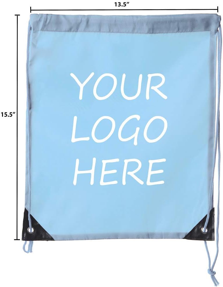 Mato & Hash Custom Bags With Your Logo | 50PK Promotional Drawstring Backpack - 50PK Baby Blue CE2500