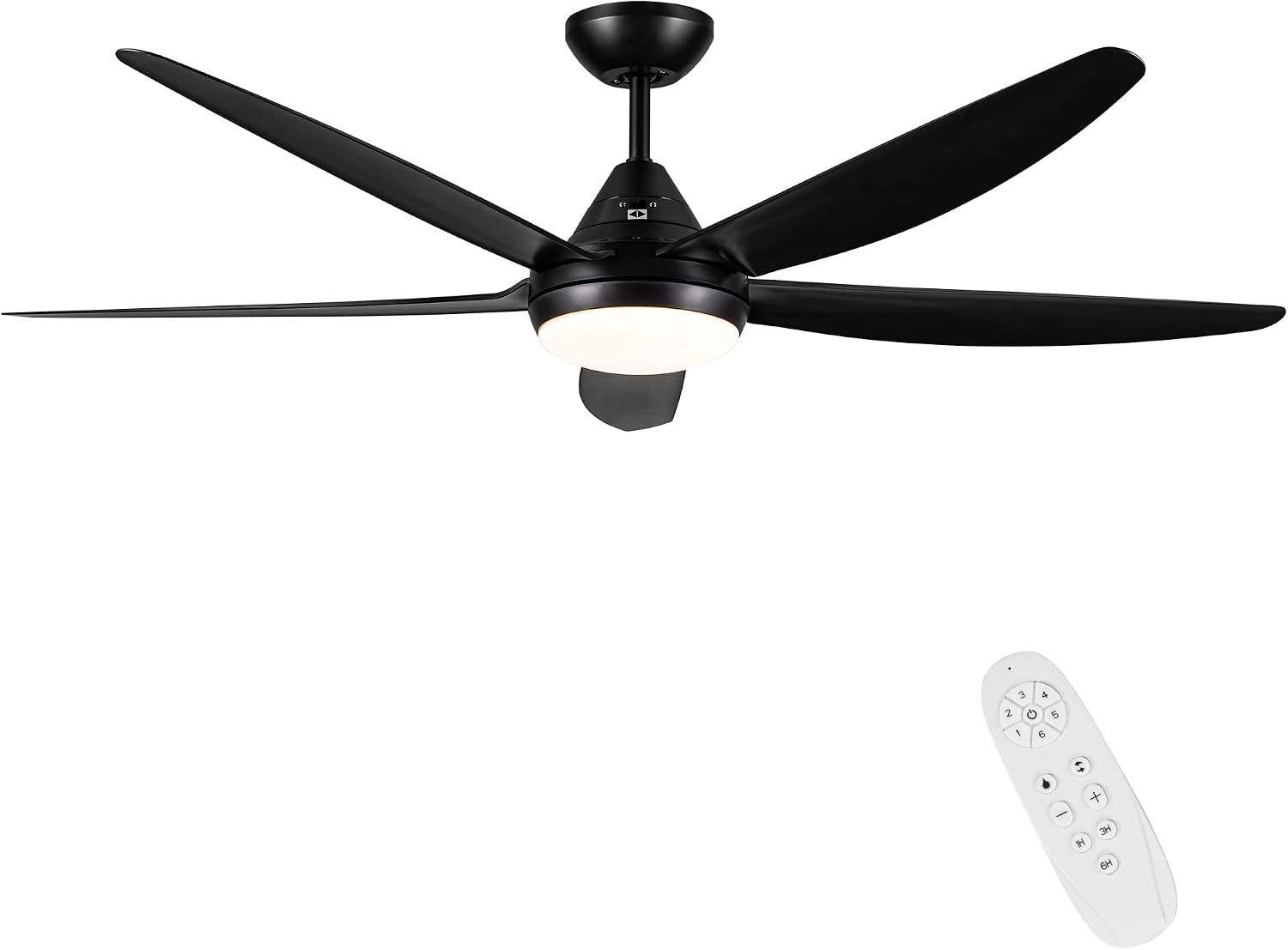 LED Black Ceiling Fan with Light And Remote,56 Inch, Black ABS Blade,For Indoor Outdoor Modern Flush Mount Ceiling Fan