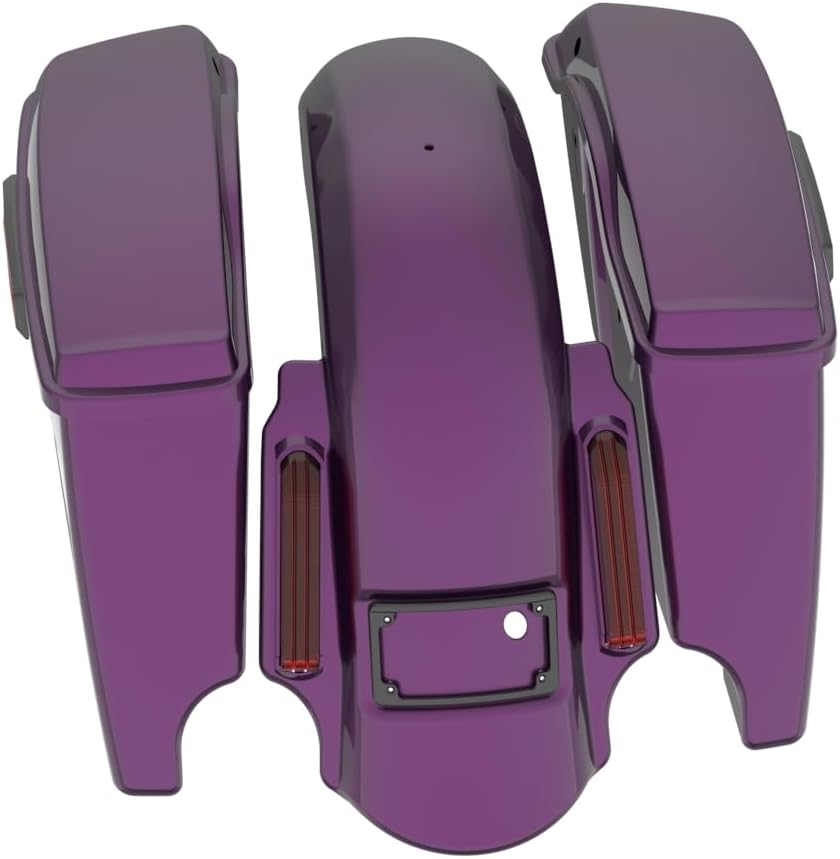 Advanblack Color Matched Stretched Bags, Lids Black Latch Hardware for '23-'24 Harley Touring CVO & 2024 Street Glide, Road Glide (Poison Berry)