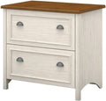 Bush Furniture Fairview 2 Drawer Lateral File Cabinet in Antique White/Tea Maple, Home Office Storage for Letter, Legal, and A4-Size Documents