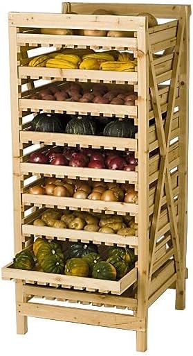 Gardeners Supply Company Garden Harvest Rack, Large 9 Drawer Adjustable Wooden Vegetable and Fruit Storage | Herb Drying Rack