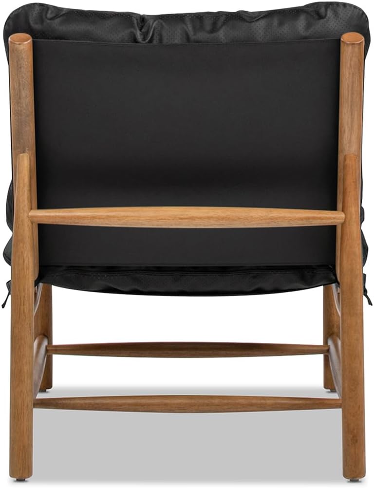 Jennifer Taylor Home Oxford 26.5' Leather Mid-Century Modern Accent Chair, Noir Black Leather
