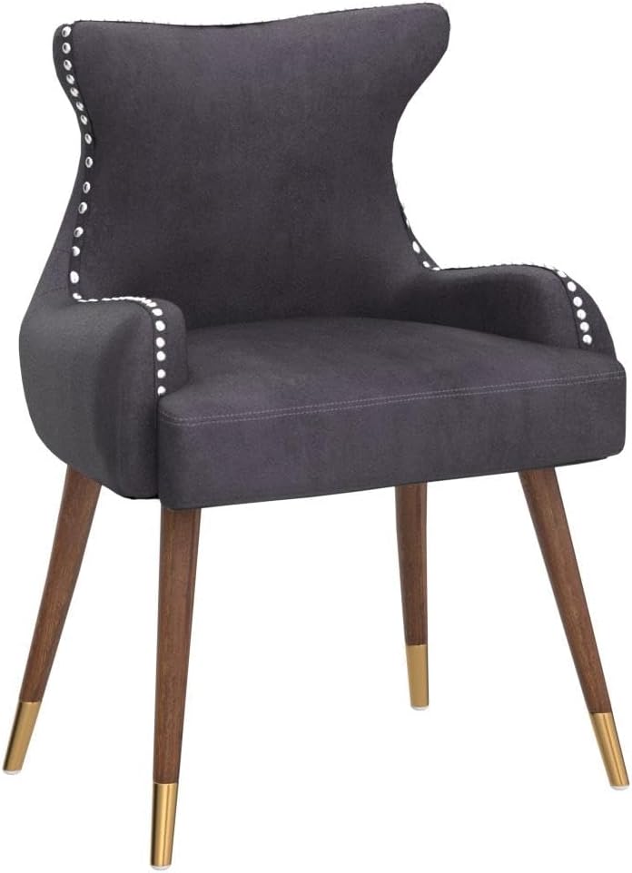 Lindale Contemporary Velvet Upholstered Nailhead Trim Accent Chair, Gray