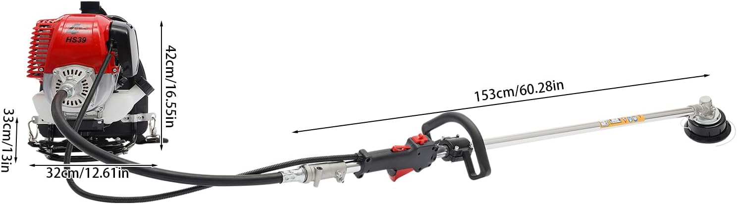 Backpack Cultivator Tiller, 2-in-1 4 Stroke Gasoline Brush Cutter Grass Wacker Weed Lawn Mowerm, Portable Gasoline Air-Cooled Grass Hedge Trimmer Lawn Mower Weed Wacker for Weeding Glass