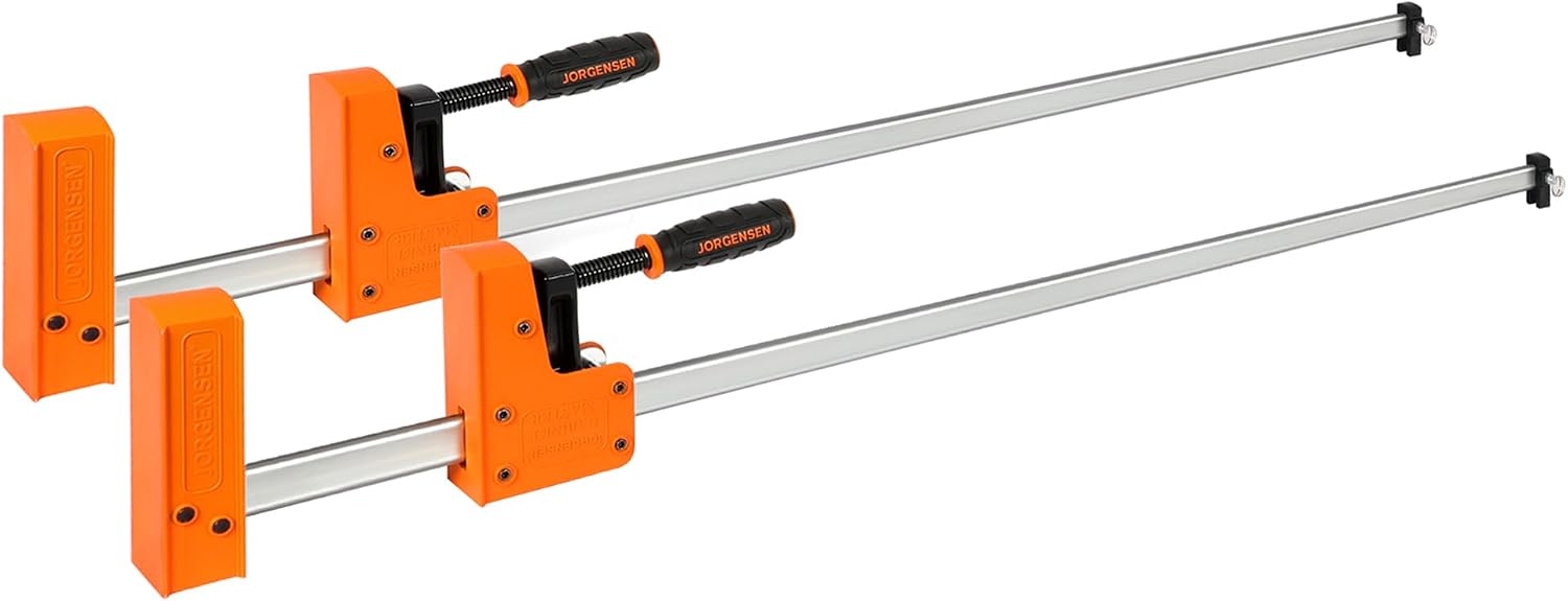 JORGENSEN 48-inch Bar Clamps, 90°Cabinet Master Parallel Jaw Bar Clamp Set, 2-pack
