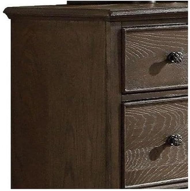 Acme Baudouin 9 Drawer Wooden Dresser in Weathered Oak