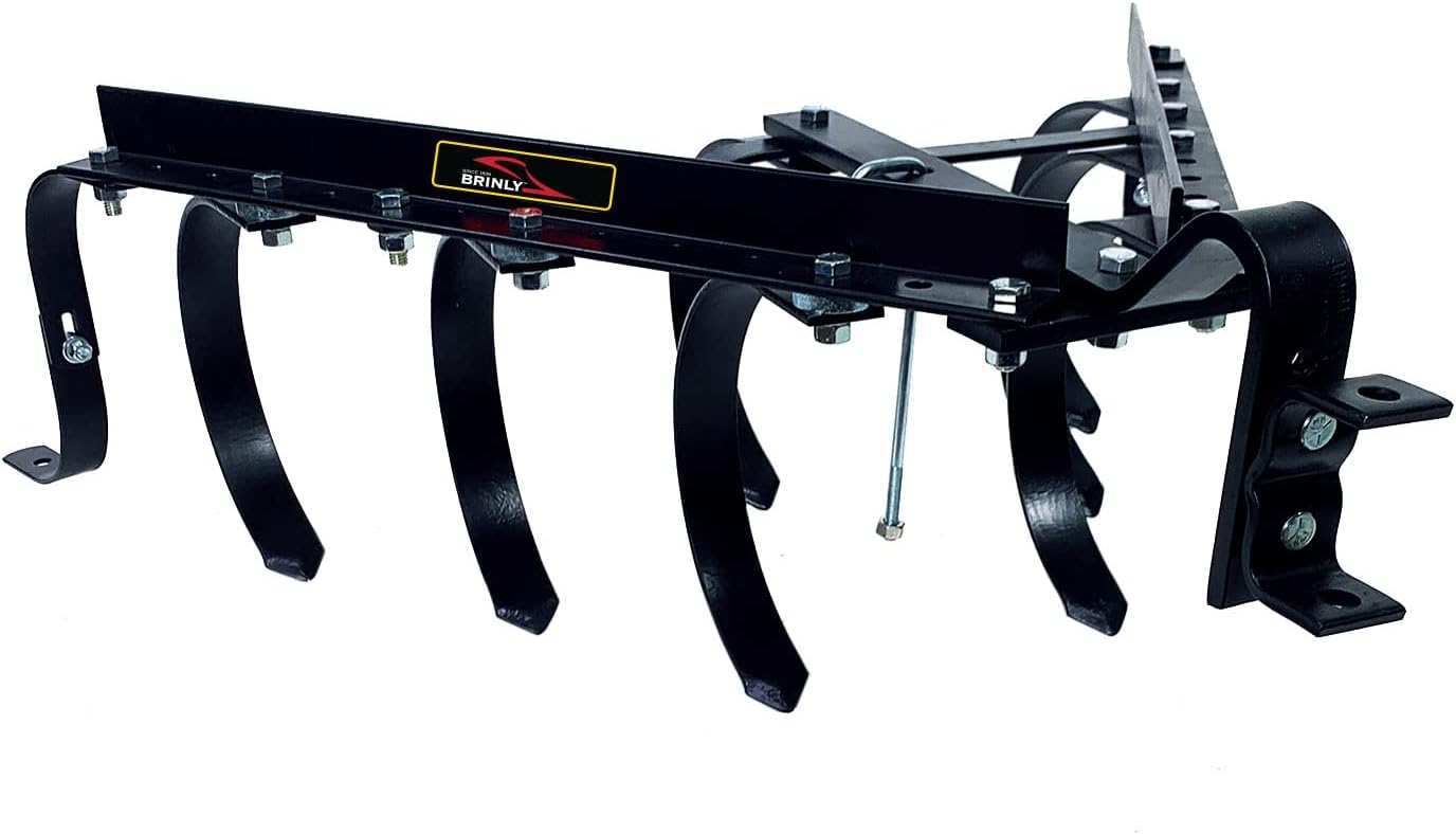 Brinly Sleeve Hitch Adjustable Tow Behind Cultivator, 18' by 40', Hammered Black